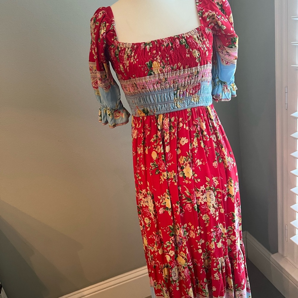 Floral Red and Blue Women's Dress